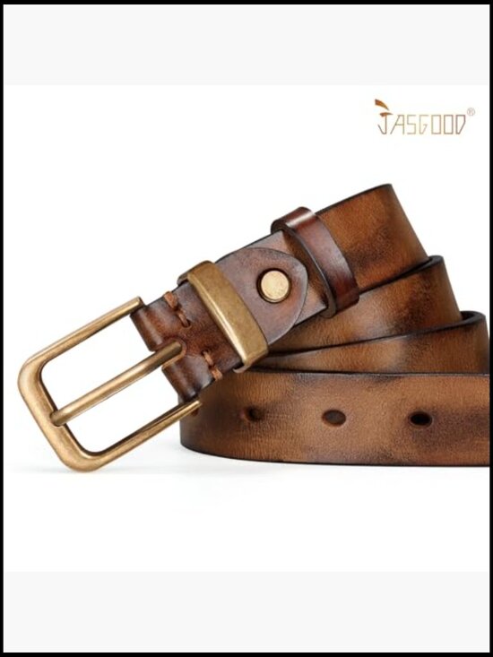 Genuine Leather Belt with Vintage Metal Buckle for Jeans main image 7